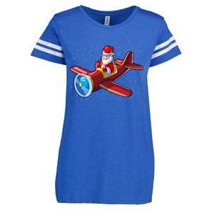 Airplane Pilot Funny Christmas Holidays Plane Santa Claus Gift Enza Ladies Jersey Football T-Shirt