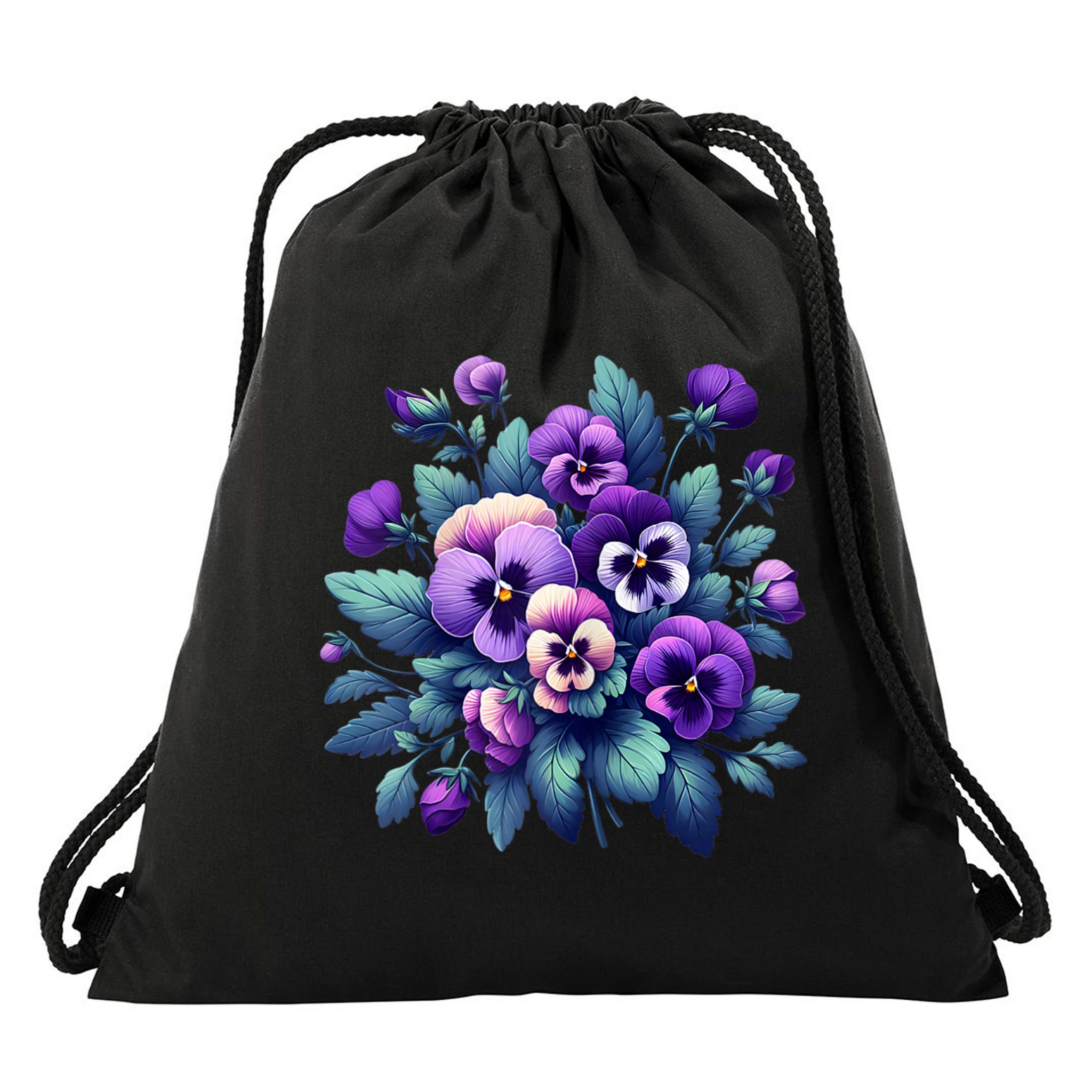 Alzheimer Purple Floral Pansy Dementia AlzheimerS Awareness Drawstring Bag