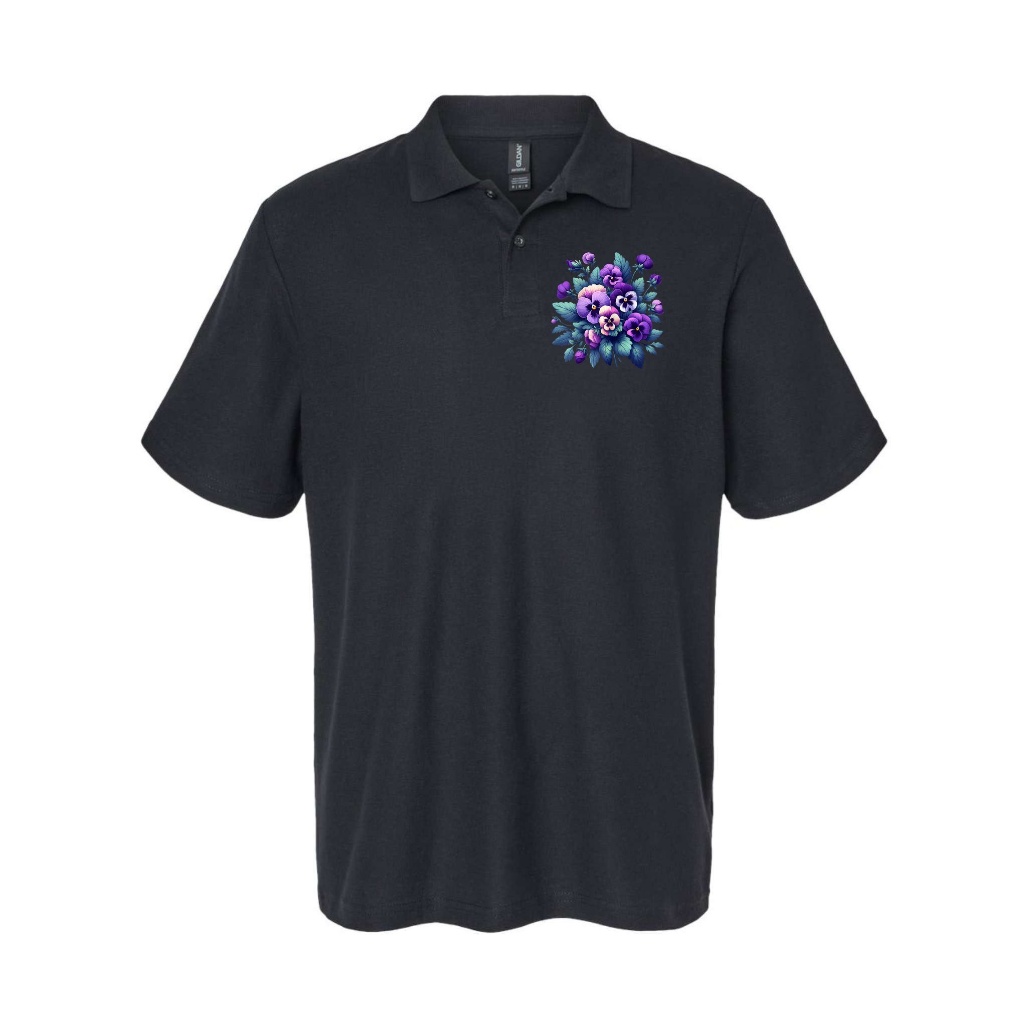 Alzheimer Purple Floral Pansy Dementia AlzheimerS Awareness Polo