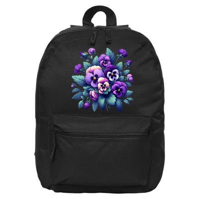 Alzheimer Purple Floral Pansy Dementia AlzheimerS Awareness 16 in Basic Backpack