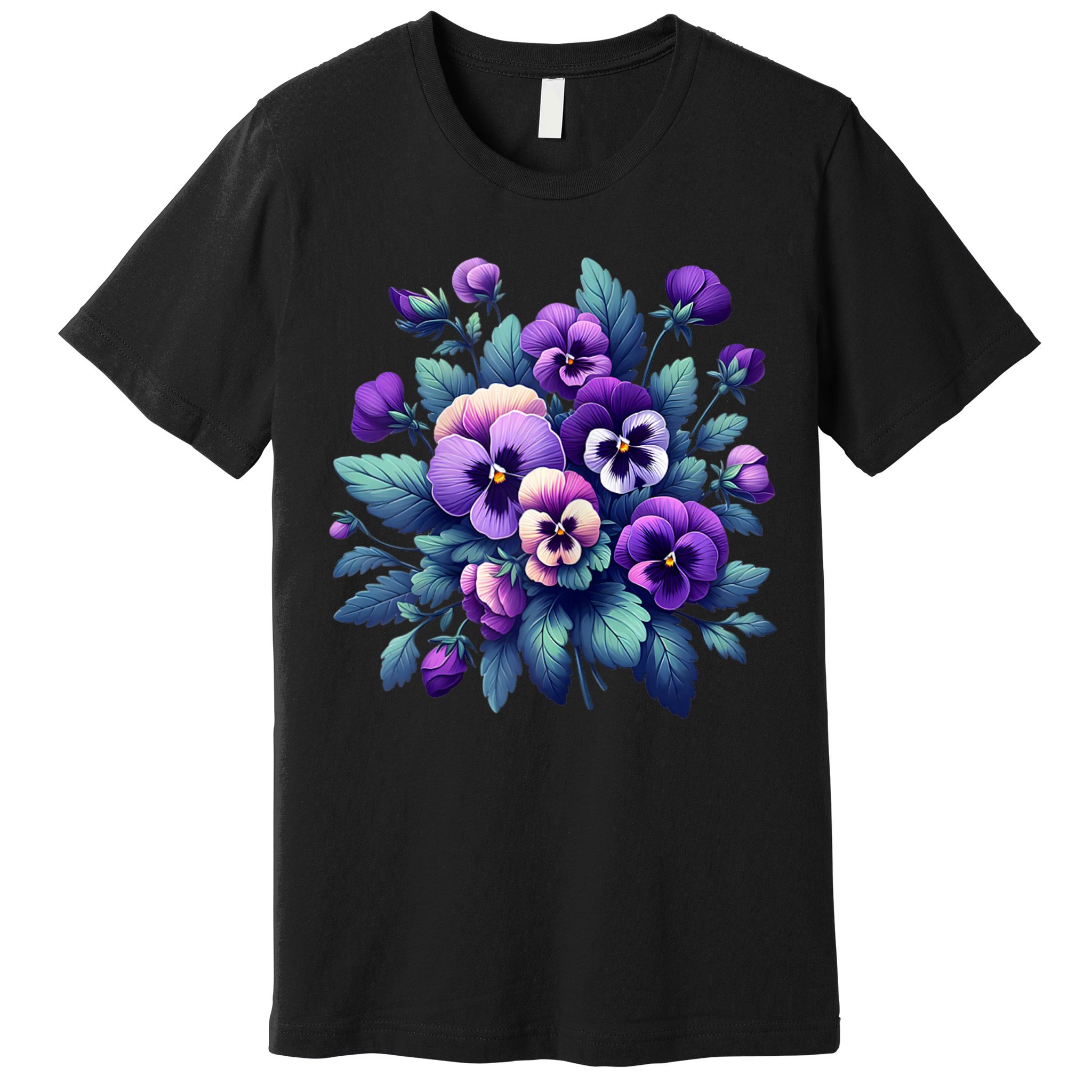 Alzheimer Purple Floral Pansy Dementia AlzheimerS Awareness Premium T-Shirt