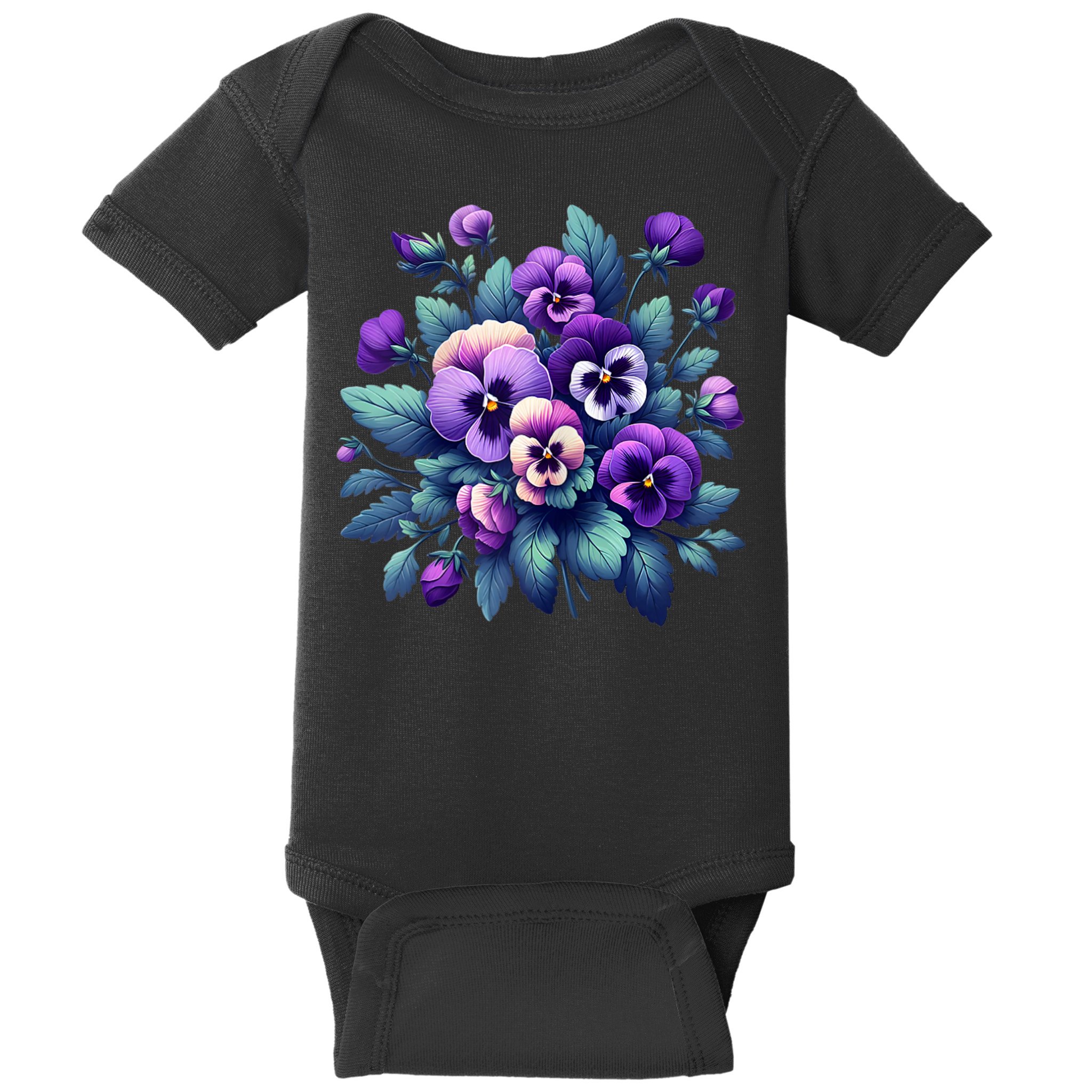 Alzheimer Purple Floral Pansy Dementia AlzheimerS Awareness Baby Bodysuit