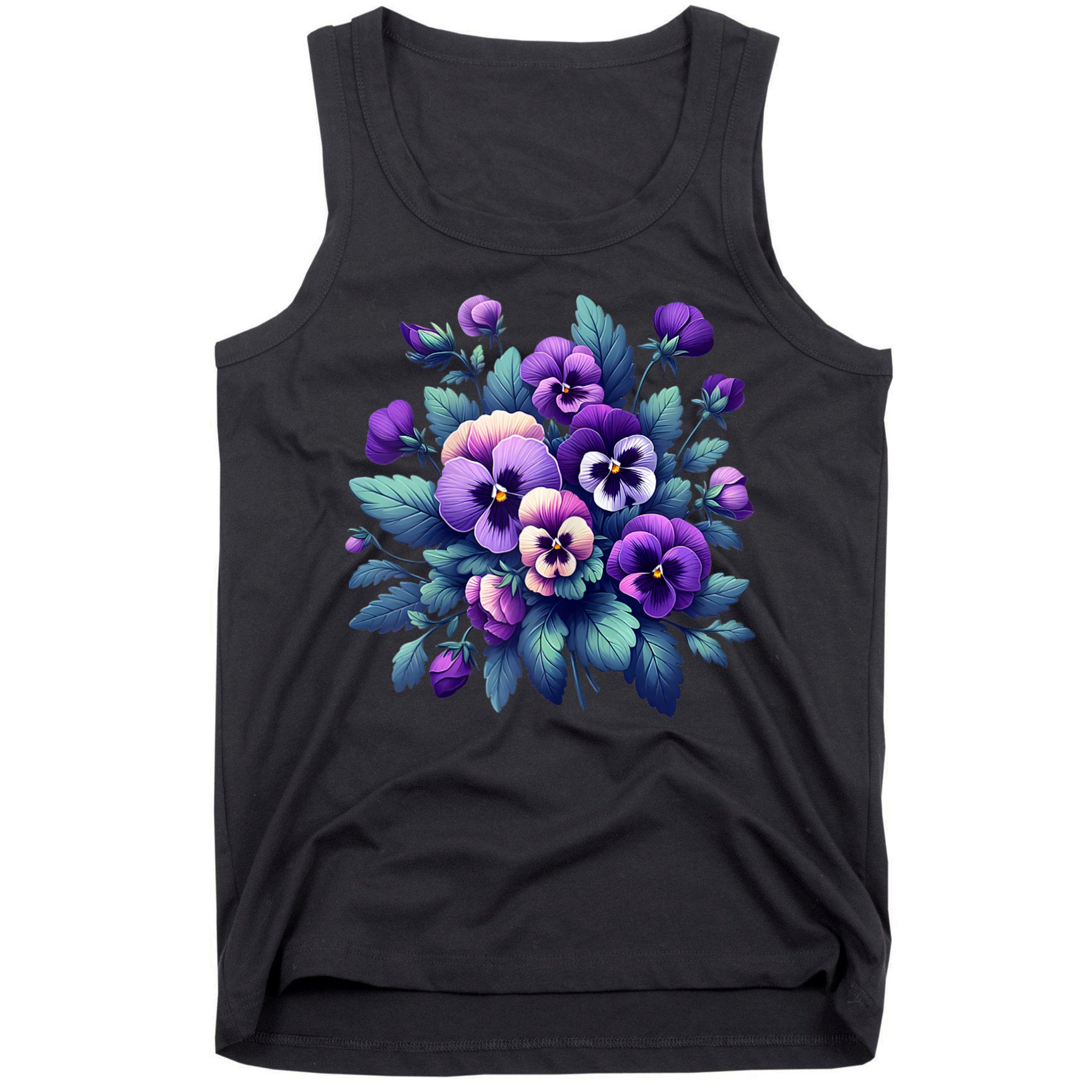 Alzheimer Purple Floral Pansy Dementia AlzheimerS Awareness Tank Top
