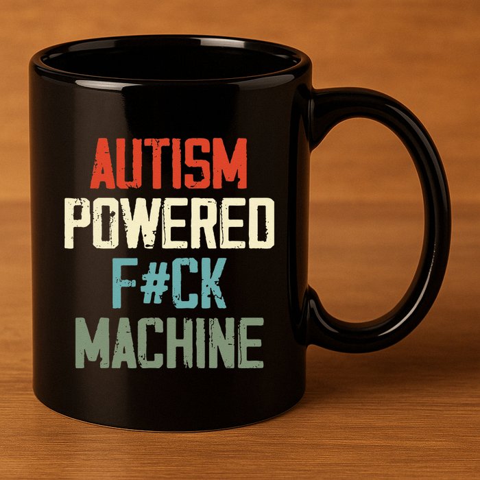 Autism Powered Fck Machine Retro Health 11oz C Handle Ceramic Mug