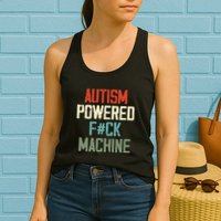 Autism Powered Fck Machine Retro Health Womens Tank Top