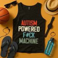 Autism Powered Fck Machine Retro Health Tank Top
