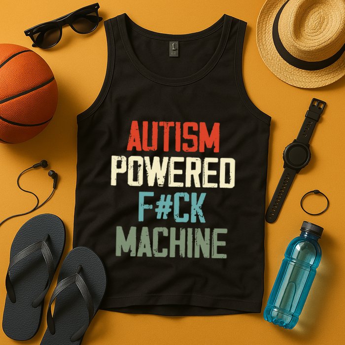 Autism Powered Fck Machine Retro Health Tank Top