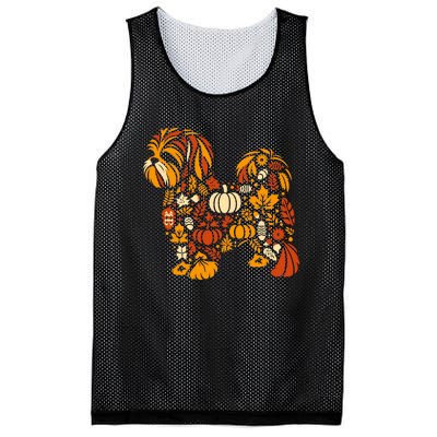 Autumn Pumpkin Fall Shih Tzu Thanksgiving Mesh Reversible Basketball Jersey Tank