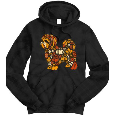 Autumn Pumpkin Fall Shih Tzu Thanksgiving Tie Dye Hoodie