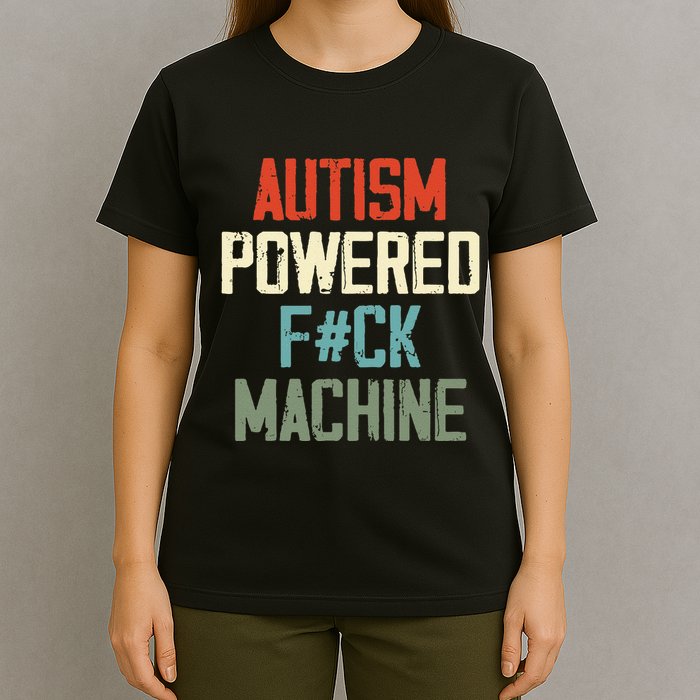 Autism Powered Fck Machine Retro Health Apparel Gift T-Shirt