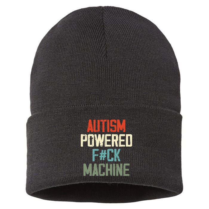 Autism Powered Fck Machine Retro Health Apparel Gift Sustainable Knit Beanie