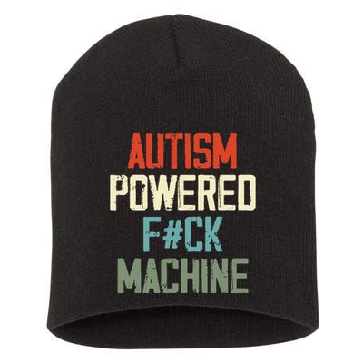 Autism Powered Fck Machine Retro Health Apparel Gift Short Acrylic Beanie
