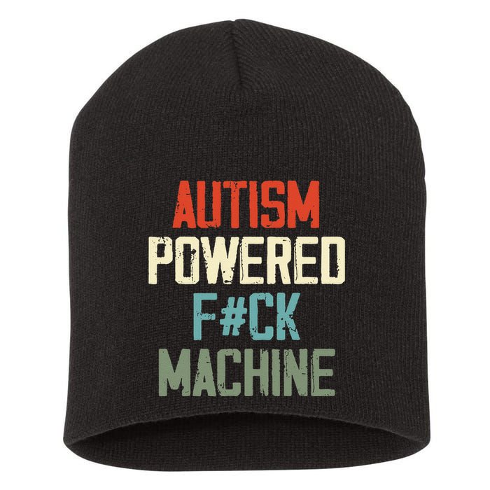 Autism Powered Fck Machine Retro Health Apparel Gift Short Acrylic Beanie