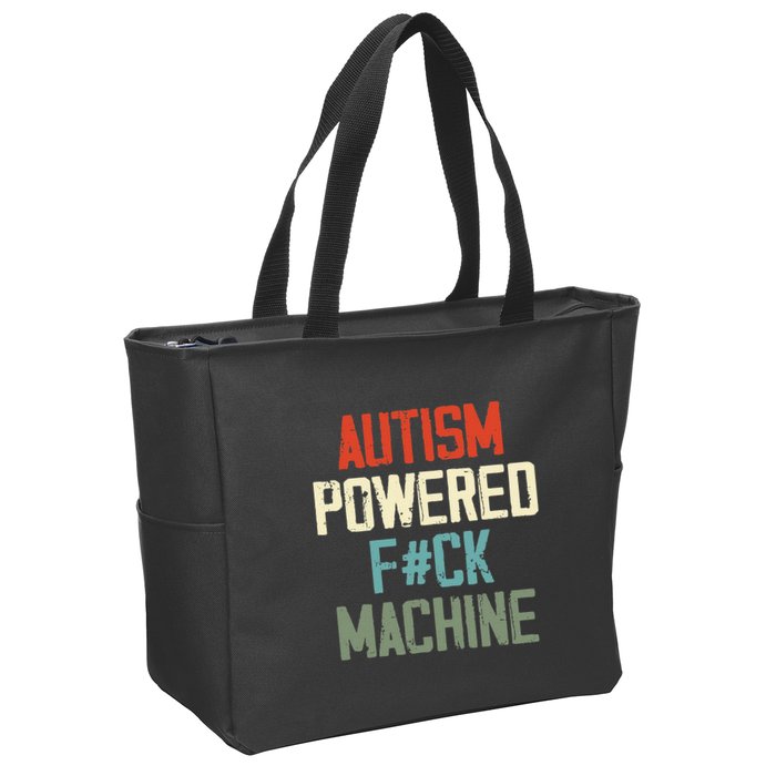 Autism Powered Fck Machine Retro Health Apparel Gift Zip Tote Bag