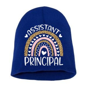 Assistant Principal Funny Job Title School Worker Rainbow Short Acrylic Beanie