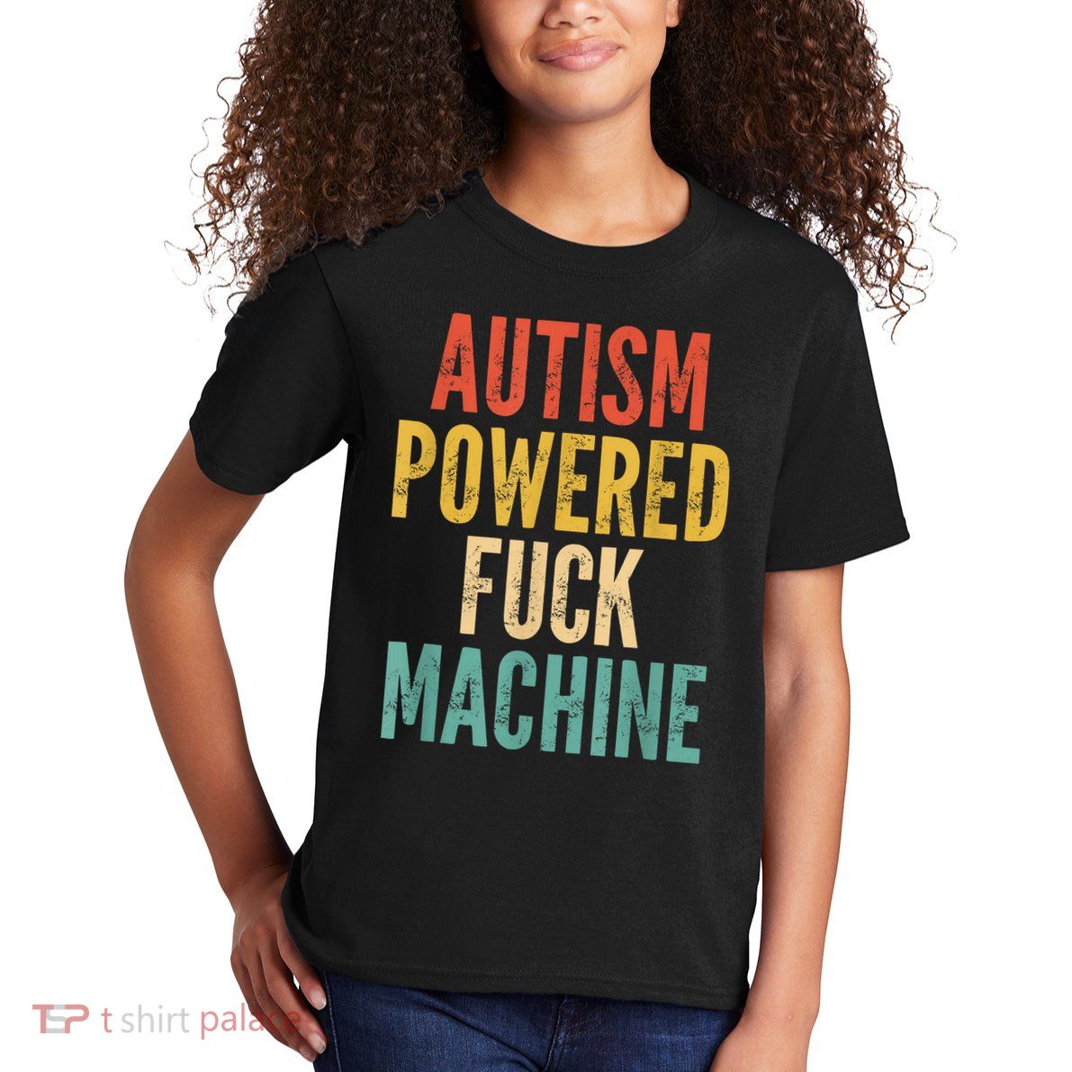 Autism Powered Fuck Machine Funny Quote Kids T-Shirt