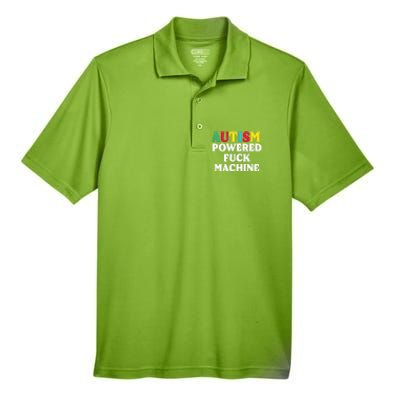 Autism Powered Fuck Machine Funny Autism Quote Meaningful Gift Men's Origin Performance Piqué Polo