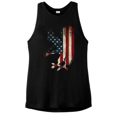 American Patriot Freedom Bald Eagle Usa Flag Outfit Present Meaningful Gift Ladies PosiCharge Tri-Blend Wicking Tank