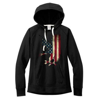 American Patriot Freedom Bald Eagle Usa Flag Outfit Present Meaningful Gift Women's Fleece Hoodie