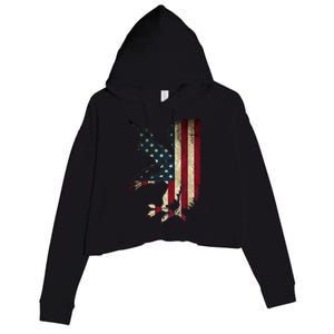 American Patriot Freedom Bald Eagle Usa Flag Outfit Present Meaningful Gift Crop Fleece Hoodie