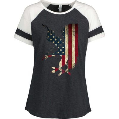 American Patriot Freedom Bald Eagle Usa Flag Outfit Present Meaningful Gift Enza Ladies Jersey Colorblock Tee