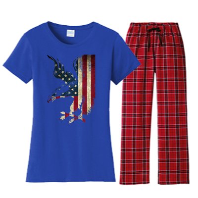 American Patriot Freedom Bald Eagle Usa Flag Outfit Present Meaningful Gift Women's Flannel Pajama Set