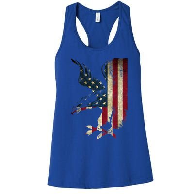 American Patriot Freedom Bald Eagle Usa Flag Outfit Present Meaningful Gift Women's Racerback Tank