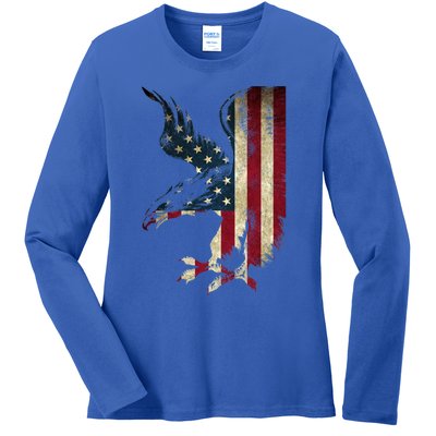 American Patriot Freedom Bald Eagle Usa Flag Outfit Present Meaningful Gift Ladies Long Sleeve Shirt