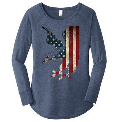 American Patriot Freedom Bald Eagle Usa Flag Outfit Present Meaningful Gift Women's Perfect Tri Tunic Long Sleeve Shirt