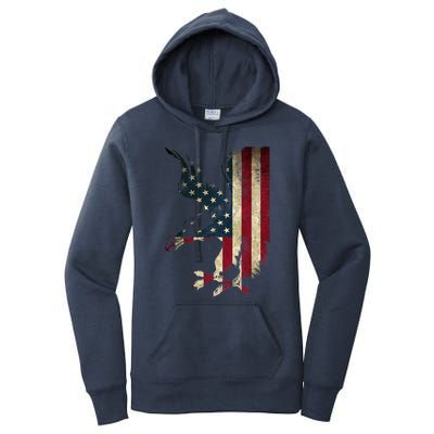 American Patriot Freedom Bald Eagle Usa Flag Outfit Present Meaningful Gift Women's Pullover Hoodie