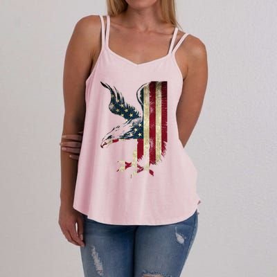 American Patriot Freedom Bald Eagle Usa Flag Outfit Present Meaningful Gift Women's Strappy Tank