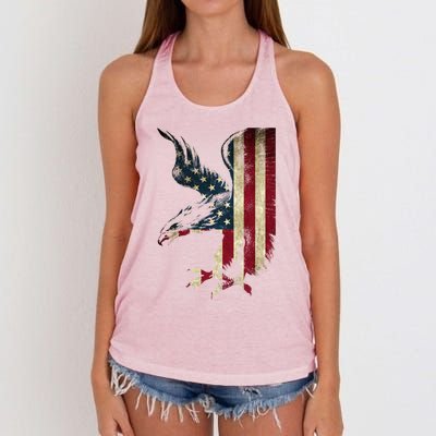 American Patriot Freedom Bald Eagle Usa Flag Outfit Present Meaningful Gift Women's Knotted Racerback Tank