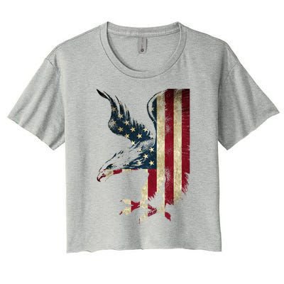 American Patriot Freedom Bald Eagle Usa Flag Outfit Present Meaningful Gift Women's Crop Top Tee