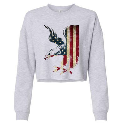 American Patriot Freedom Bald Eagle Usa Flag Outfit Present Meaningful Gift Cropped Pullover Crew