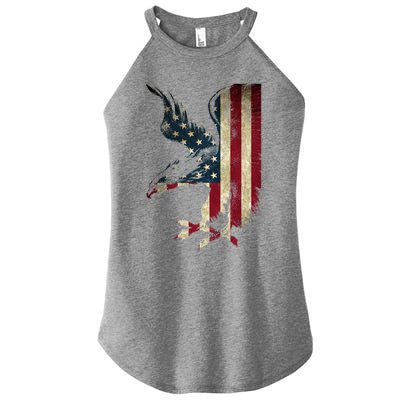 American Patriot Freedom Bald Eagle Usa Flag Outfit Present Meaningful Gift Women's Perfect Tri Rocker Tank