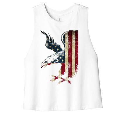 American Patriot Freedom Bald Eagle Usa Flag Outfit Present Meaningful Gift Women's Racerback Cropped Tank