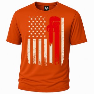 American Plumber Flag Patriotic Plumbing Wrench Pipefitter Gift Cooling Performance Crew T-Shirt