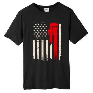 American Plumber Flag Patriotic Plumbing Wrench Pipefitter Gift Tall Fusion ChromaSoft Performance T-Shirt