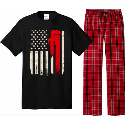 American Plumber Flag Patriotic Plumbing Wrench Pipefitter Gift Pajama Set