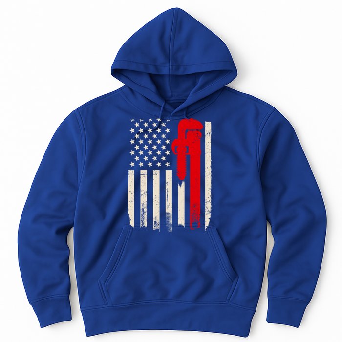 American Plumber Flag Patriotic Plumbing Wrench Pipefitter Gift Hoodie