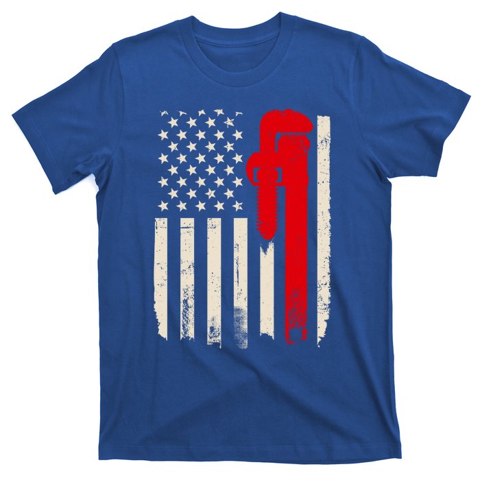 American Plumber Flag Patriotic Plumbing Wrench Pipefitter Gift T-Shirt