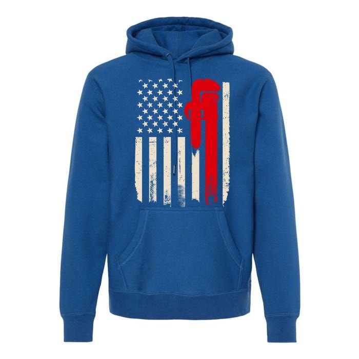 American Plumber Flag Patriotic Plumbing Wrench Pipefitter Gift Premium Hoodie