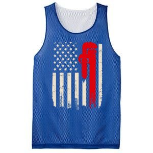 American Plumber Flag Patriotic Plumbing Wrench Pipefitter Gift Mesh Reversible Basketball Jersey Tank