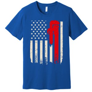 American Plumber Flag Patriotic Plumbing Wrench Pipefitter Gift Premium T-Shirt