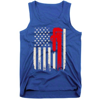 American Plumber Flag Patriotic Plumbing Wrench Pipefitter Gift Tank Top