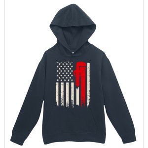 American Plumber Flag Patriotic Plumbing Wrench Pipefitter Gift Urban Pullover Hoodie