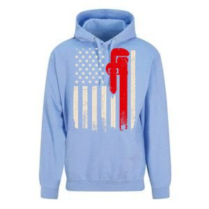 American Plumber Flag Patriotic Plumbing Wrench Pipefitter Gift Unisex Surf Hoodie