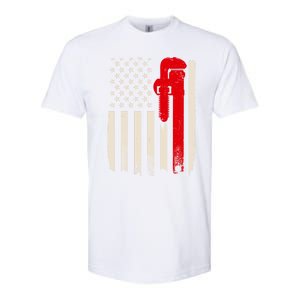 American Plumber Flag Patriotic Plumbing Wrench Pipefitter Gift Softstyle CVC T-Shirt