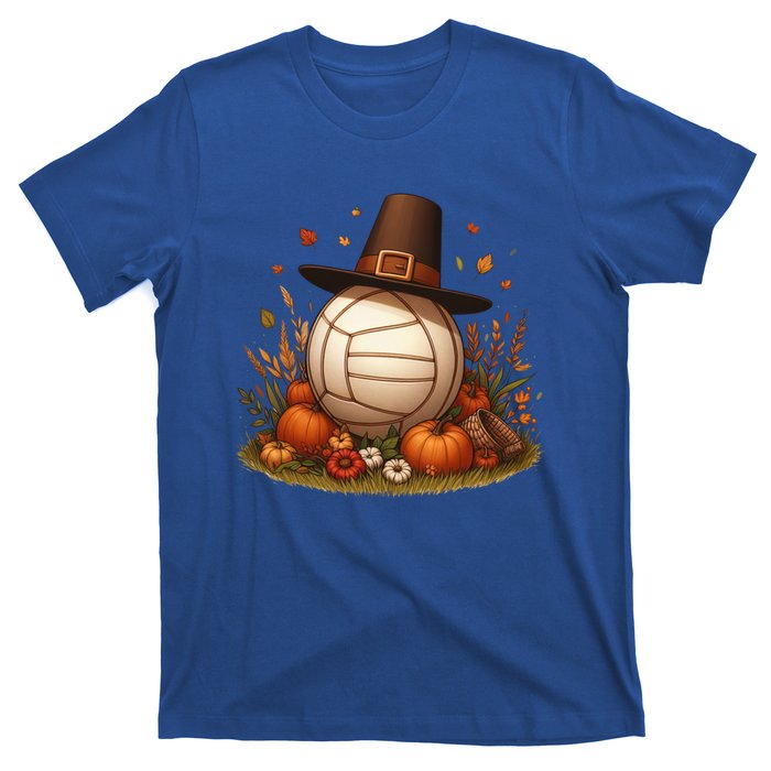 Autumn Pumpkin Fall Volleyball Thanksgiving Gift T-Shirt