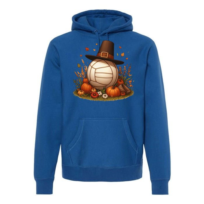 Autumn Pumpkin Fall Volleyball Thanksgiving Gift Premium Hoodie